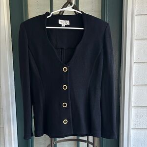 St. John Couture Vintage Black Sweater  with Gold and Black Buttons size 6